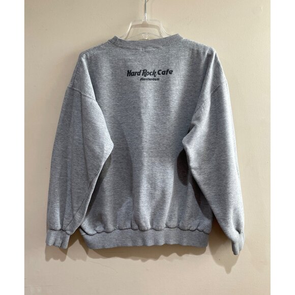 VTG Hard Rock Cafe Amsterdam Crew Neck Sweatshirt Mens XL Gray Puff Print 90's - Picture 2 of 9